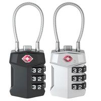 Cadenas de voyage Kamal 532 TSA argent/noir en alliage de zinc avec câble en acier 89x33x13mm pour valise et casier