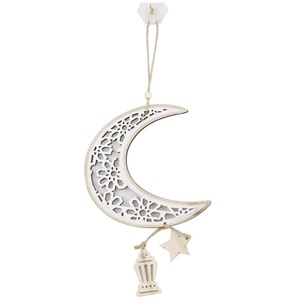 Décoration suspendue en bois en forme de lune pour le Ramadan 2026, découpée au laser, motif lune, étoile et mosquée, pour la décoration de l'Aïd Moubarak et du Ramadan, vente en gros - Product Image 3