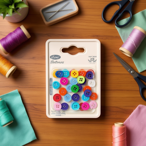 Bottoni Ilan 10 mm 4 fori multicolore, confezione da 32 per cucito e artigianato - Product Image 3