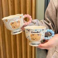 Ensemble de tasses en céramique personnalisables Lelyi, mignonnes, avec boîte cadeau, tasse à eau de bureau élégante, cadeau d'anniversaire avec un design d'ours et de cœur