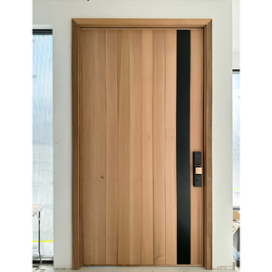 Porte pivotante personnalisée en bois massif de style moderne à lamelles Entrée principale à impact d'ouragan fabriquée à la main pour villas et communautés - Product Image 3