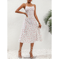 Robe longue d'été élégante à imprimé floral, décontractée pour le jour, sexy, à bretelles, col carré, respirante, en mousseline de soie, coupe trapèze
