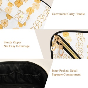 Yellow Puakenikeni Flower Large Golden Zipper <b>Makeup</b> <b>Case</b> Travel Toiletry Skincare Organizer Hawaii Custom Print Cosmetic Bag - Product Image 4