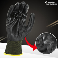 Gants de sécurité imperméables en nitrile CY avec revêtement sur la paume, gants de travail de haute qualité résistants à l'huile pour l'assemblage électronique et les tâches industrielles