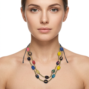 Collar de Perlas de Imitación Hechas a Mano con Baño de Oro, Estilo Bohemio para Mujer, Cuentas de Colores, Ecológico, para Compromiso - Product Image 2