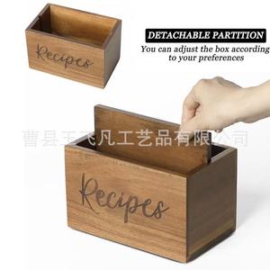 Wooden Recipe Box Engraved Recipes <b>Storage</b> <b>Kitchen</b> Organizer Multi Function 11.6cm High - Product Image 3