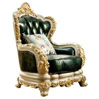 Europäisches Klassisches 8-Sitzer Massivholz-Sofa-Set Luxuriöses Grünes Leder Komfortable Wohnzimmermöbel Maßgeschneiderter Design-Service