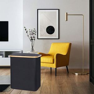 Cesto de Ropa Plegable Independiente con Asas de Bambú, Cesto de Lavandería Grande con Tapa para Guardar Ropa y Juguetes en el Dormitorio - Product Image 5
