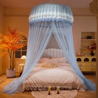 Moustiquaire de lit pliable style princesse avec broderie en dentelle pour chambre, extérieur et voyage