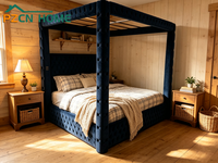 Lit à baldaquin PZCN HOME en velours de luxe, capitonné, taille Queen et King, doux, pour chambre à coucher
