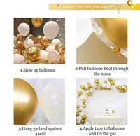 Ballons de fête en or blanc 131 pièces Kit de décoration d'arche de guirlande de ballons Ballons en latex métalliques Confettis pour fête d'anniversaire Mariage