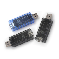 Medidor de Voltaje y Corriente USB KWS, Voltímetro y Amperímetro Digital USB, Transparente, Azul Claro, Gris