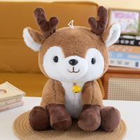 Peluche de renne de Noël avec clochette, adorable cerf en peluche doux, vente en gros