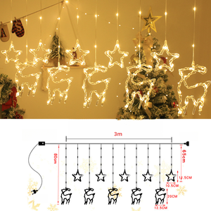 Guirlandes lumineuses <span class=keywords><strong>de</strong></span> Noël en forme d'élan, étoiles scintillantes, 3 m, rideaux lumineux, 8 modes LED, parfaites <span class=keywords><strong>pour</strong></span> la décoration <span class=keywords><strong>de</strong></span> fenêtres et <span class=keywords><strong>de</strong></span> pièces - Product Image 4