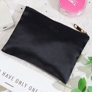 Promotion High Quality Black Satin Zipper <b>Makeup</b> Bag Custom Logo Printed Washup <b>Storage</b> Silk Satin Zipper <b>Makeup</b> Pouch - Product Image 4