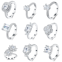 Assortiment de bagues de fiançailles en argent sterling S925 pour femmes, serties de moissanite étincelante, alliances de promesse, bijoux fins