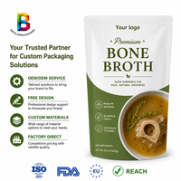 Sachet de stérilisation autoportant personnalisé de 600g pour bouillon de bœuf, résistant à 121 degrés, pour l'emballage de soupes prêtes à consommer