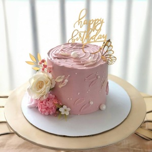 Set di Decorazioni per Torte in Acrilico con Farfalle Dorate '<span class=keywords><strong>Buon</strong></span> <span class=keywords><strong>Compleanno</strong></span>' per Feste a Tema e Baby Shower - Product Image 1