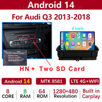 Android 14 MTK8581 8 pouces sans fil Carplay Auto Car Multimedia Player Stereo pour Audi Q3 2013-2018 Video Radio GPS Navigation