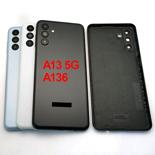 For Samsung A13 5G A136 Mobile Phone Repair Parts Rear Door Shell Camera Lens Housing Replacement Case Glass Battery Back Cover