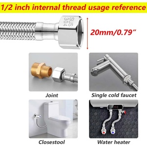Calentador de Agua para Lavabo de Baño, Conectores Flexibles para Grifo G1/2" Hembra X G1/2" Macho, Manguera Trenzada de Acero Inoxidable - Product Image 6