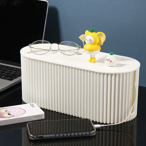 Office Organizer Cable Manager Rectangle Standing Type With Lid Stackable Solid Color For Desk Power Cord Data Cable Management - Product Image 1