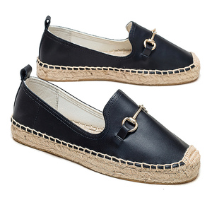 <span class=keywords><strong>Alpargatas</strong></span> de cuero premium para <span class=keywords><strong>mujer</strong></span>, sin cordones, con suela de yute natural tejida, mocasines antideslizantes con plataforma, zapatos para caminar y desplazarse. - Product Image 2
