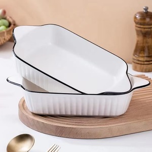 Plat de cuisson en céramique blanc, 10 pouces, <span class=keywords><strong>bol</strong></span> en porcelaine blanche - Product Image 3