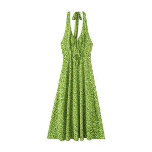 Vestido Largo Maxi de Gasa con Estampado Floral y Cuello Halter, Talla Grande para Mujer, Cintura Natural, Happy Plus - Product Image 2