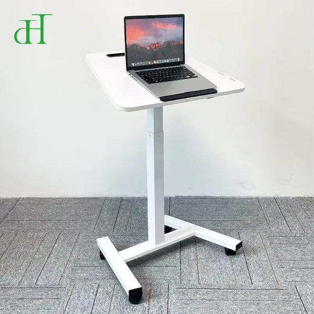 Mobile Pneumatic Height Adjustable Standing Desk for Home Office Tilting Laptop Table with Wheels