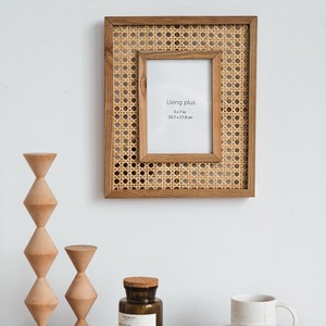Japanese-style solid wood rattan photo <b>frame</b>, 7-inch rectangular wall hanging <b>frame</b>, perfect for Instagram photography and - Product Image 2