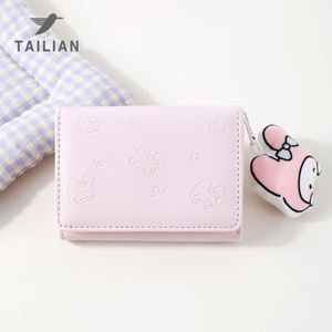 กระเป๋าใส่เหรียญผู้หญิงน่ารักเรียบง่าย สีพื้น หนัง PU ลายการ์ตูนโจ๊กเกอร์ กระเป๋าสตางค์มินิแบบซิป กันน้ำ รุ่นสั้น ขายส่ง สำหรับฤดูใบไม้ผลิและฤดูร้อน - Product Image 2