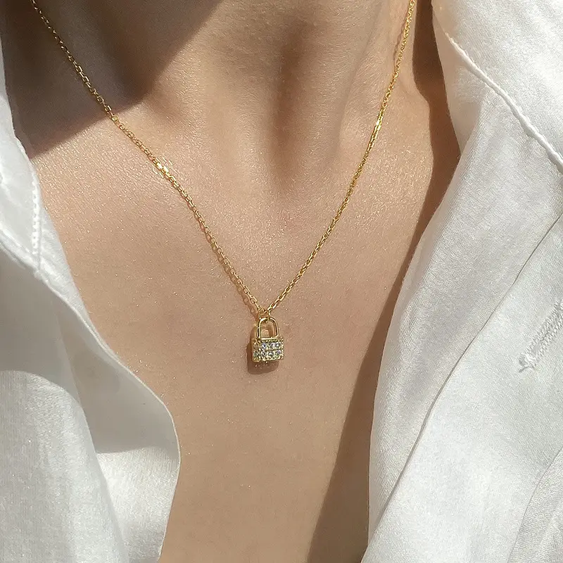Dylam Bayan Kolye Perhiasan Minimalis Korea, Kalung Rantai Emas Liontin Kunci Multilapis Cz Perak Murni 925