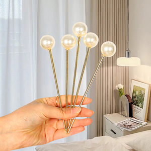 Épingle à cheveux en perles, bâtonnet doré, simple et élégant, coiffe de mariée pour chignons, accessoires pour femmes de style coréen - Product Image 1
