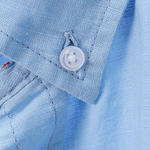 Camisa informal de manga larga azul claro para hombre moderno, para uso diario en verano - Product Image 4