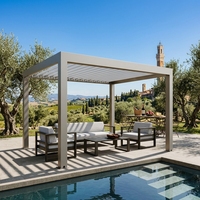Pergola bioclimatique motorisée en aluminium avec toit rétractable à lames orientables, imperméable, résistante au vent, écologique, durable et autoportante
