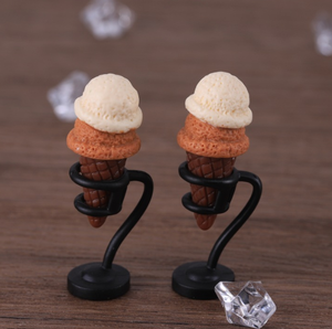 Miniatures <span class=keywords><strong>de</strong></span> cornets <span class=keywords><strong>de</strong></span> crème glacée 3D réalistes en résine, breloques dessert <span class=keywords><strong>double</strong></span>-cuillère pour boucles d'oreilles, porte-clés, coques <span class=keywords><strong>de</strong></span> téléphone et accessoires pour cheveux DIY - Product Image 5