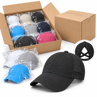 Casquette de baseball pour femme à queue de cheval, séchage rapide, maille respirante, croisée, pour chignon haut, réglable, course, golf, activités de plein air, été, vente en gros