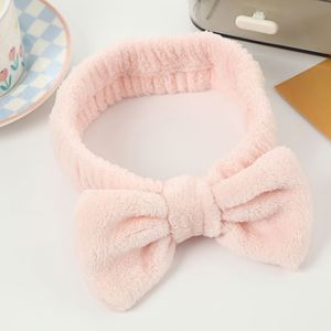 Korean Style Bowknot <b>Headband</b> Women Soft Plush Face Wash Hair Band Candy Color Skincare Spa Makeup Beauty Hair Accessories - Product Image 2