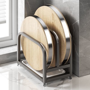 Support de rangement rond gris anthracite sans perçage pour plan de travail de cuisine, pour couvercles, couteaux et ustensiles - Product Image 2
