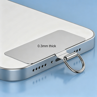 Patch de fixation universel ultra-fin 0,3 mm pour cordon de téléphone, en acier inoxydable, avec anneau en D, compatible smartphones et coques
