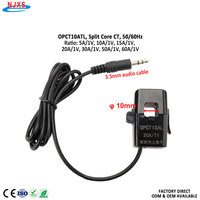 Transformateur de courant à noyau divisé NJXSE avec câble audio 3,5 mm OPCT10ATL 5A/1V 10A 20A 30A 50A 60A 1V Capteur de courant à noyaux de ferrite