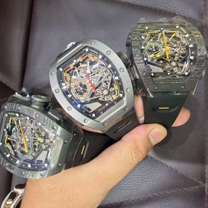 Reloj con Forma de Tonneau, Edición 2026, Cristal de Zafiro y Fibra de Carbono, Esfera Luminosa Esqueletizada, Reloj Mecánico Deportivo de Buceo - Product Image 4