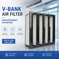 Filter Udara Hepa V Bank Kustom Pabrik untuk Pemurni Udara Industri, Sistem Ventilator HVAC, Filter AC, Pendingin Udara