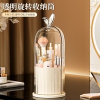 Organisateur de maquillage rotatif transparent pour pinceaux, rouges à lèvres et crayons à sourcils, anti-poussière, pour coiffeuse et bureau
