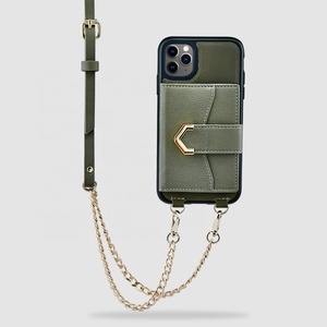 De moda Honda de Metal cadena larga verde oscuro bolso Cartera de cuero funda para teléfono móvil para iPhone 11 Pro Max - Product Image 1