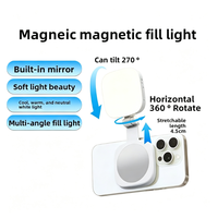 Lampe LED magnétique pliable avec miroir de maquillage pour selfie, 3 températures de couleur, accessoires pour téléphone pour vlog en direct et photographie