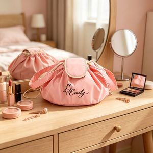 Bolsa de Maquillaje Personalizada con Cordón, Plegable, de Gran Capacidad, Organizador de Cosméticos y Artículos de Aseo para Mujer - Product Image 5