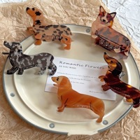 Nouvelle Arrivée : Pince à Cheveux Élégante Faite à la Main en Cristal, Motif Mignon Griffe de Chiot (Teckel, Berger), Pince Requin pour Demi-queue de Cheveux, pour Femme