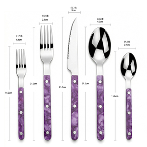 High-end Elegant Premium 18/10 Stainless Steel Silverware Knife Spoon Fork <strong>Flatware</strong> Riveted Acrylic Handle Cutlery Set - Product Image 6